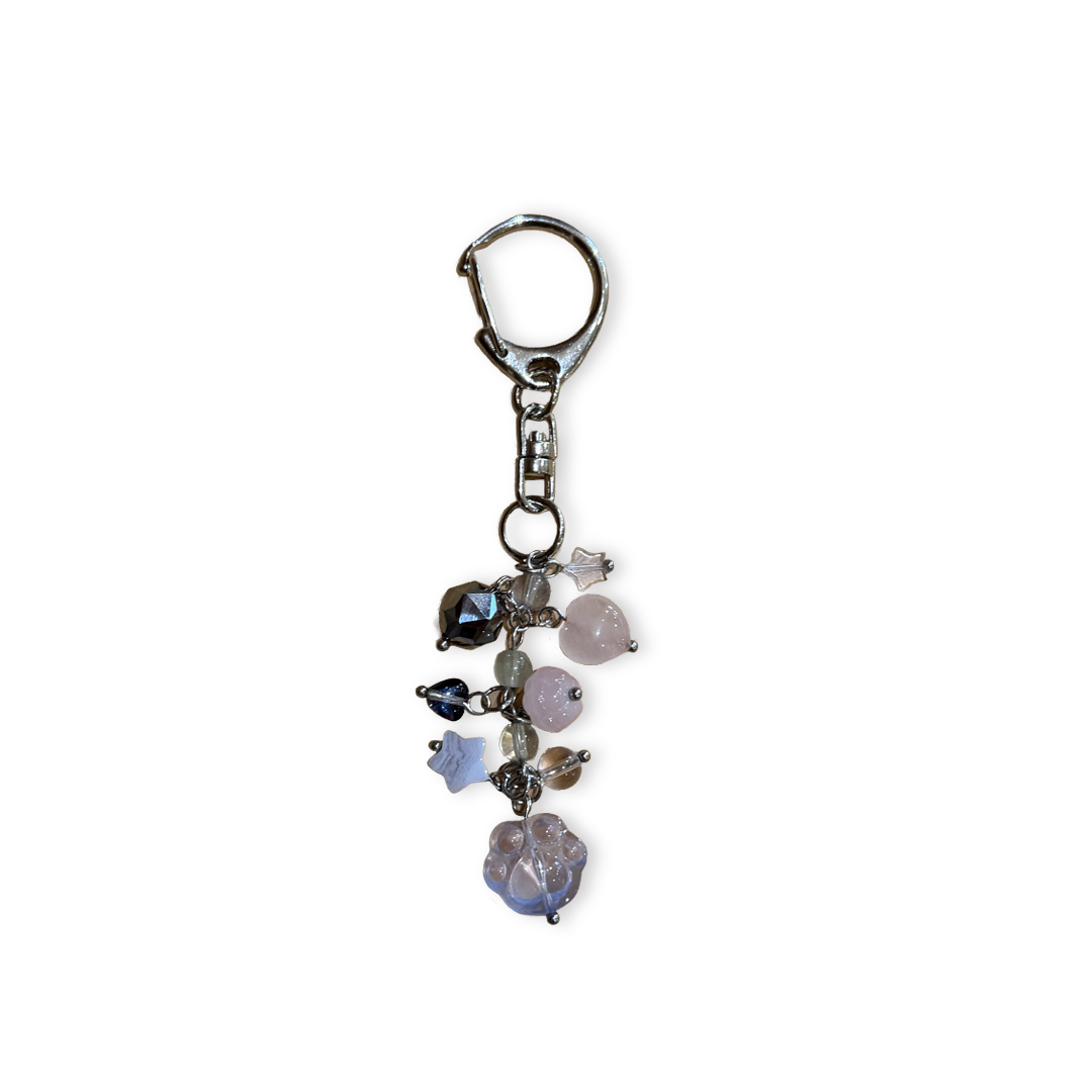Rose Quartz & Blue Lace Agate Keychain