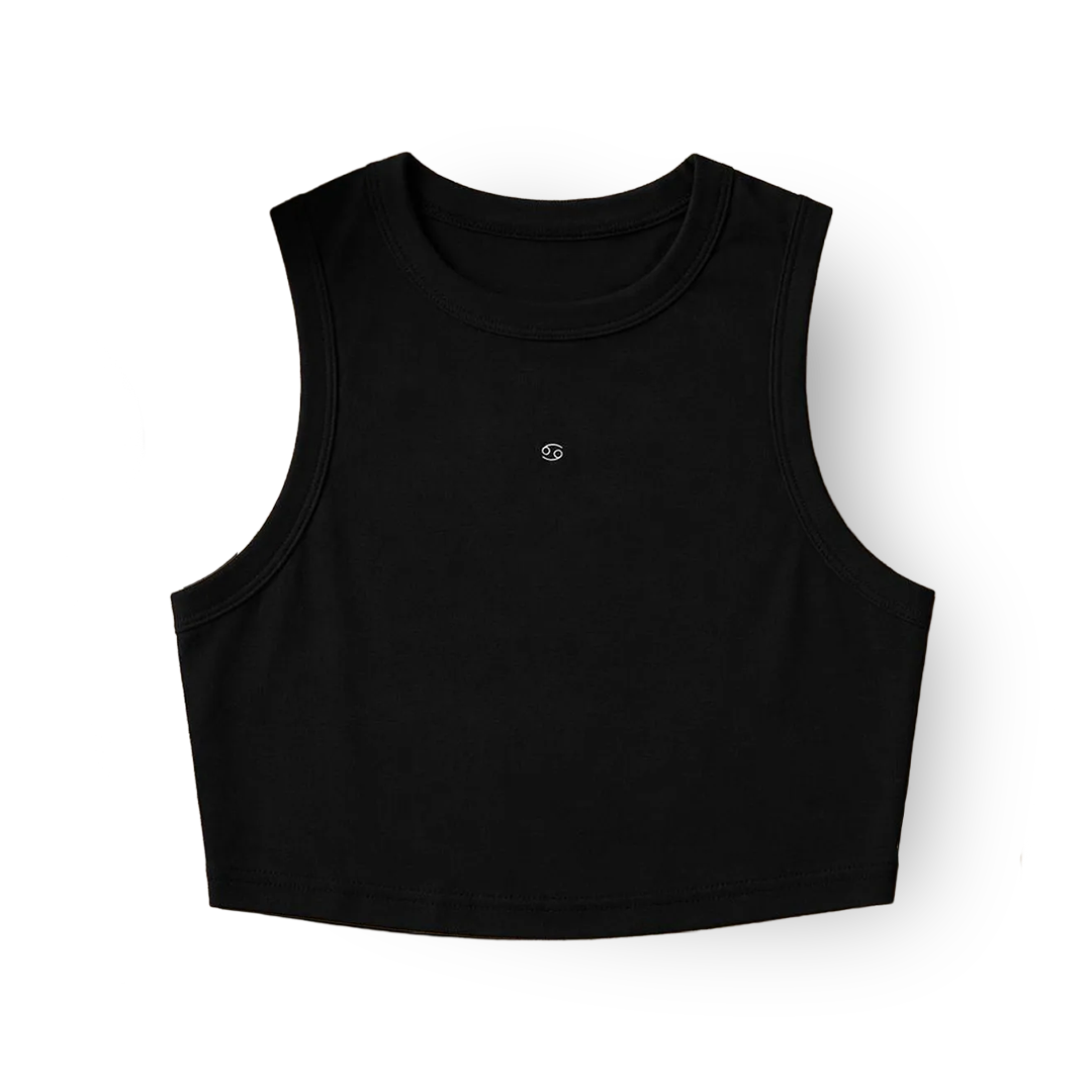 Zodiac Black Crop Top - Cancer