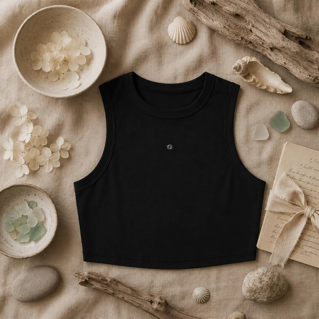 Zodiac Black Crop Top - Cancer