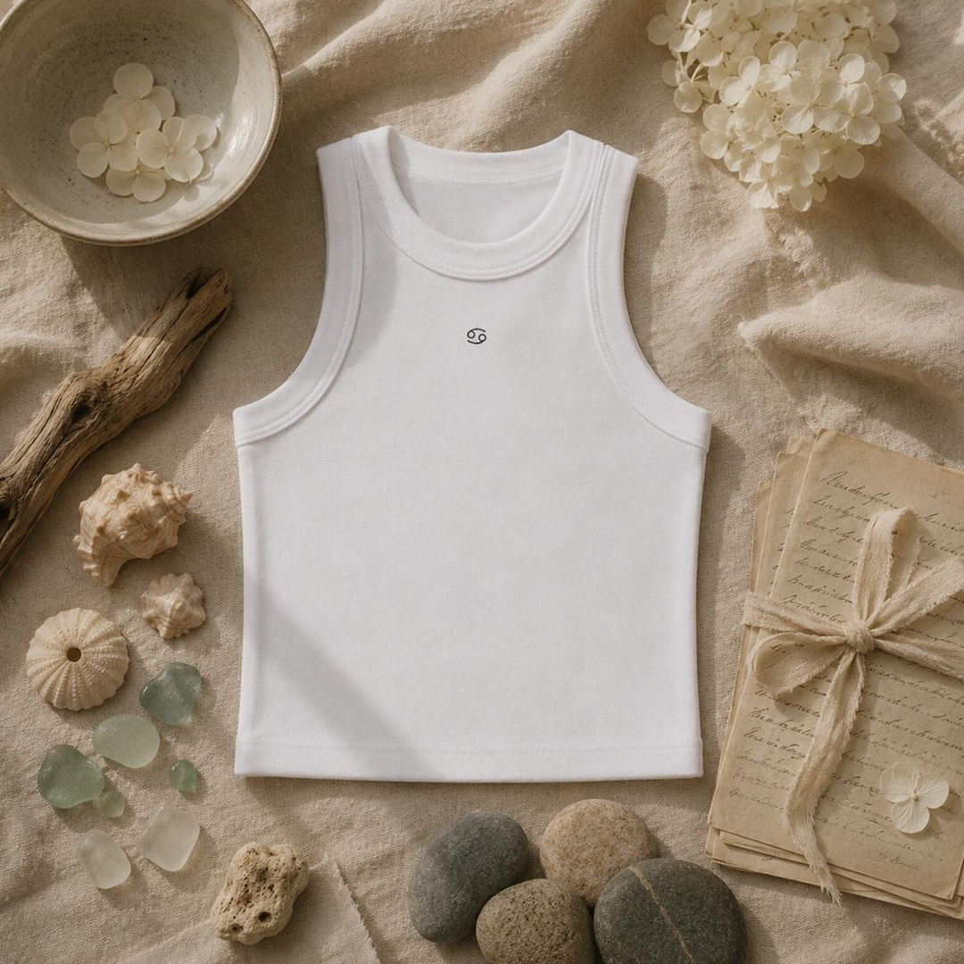 Zodiac White Tank Top - Cancer