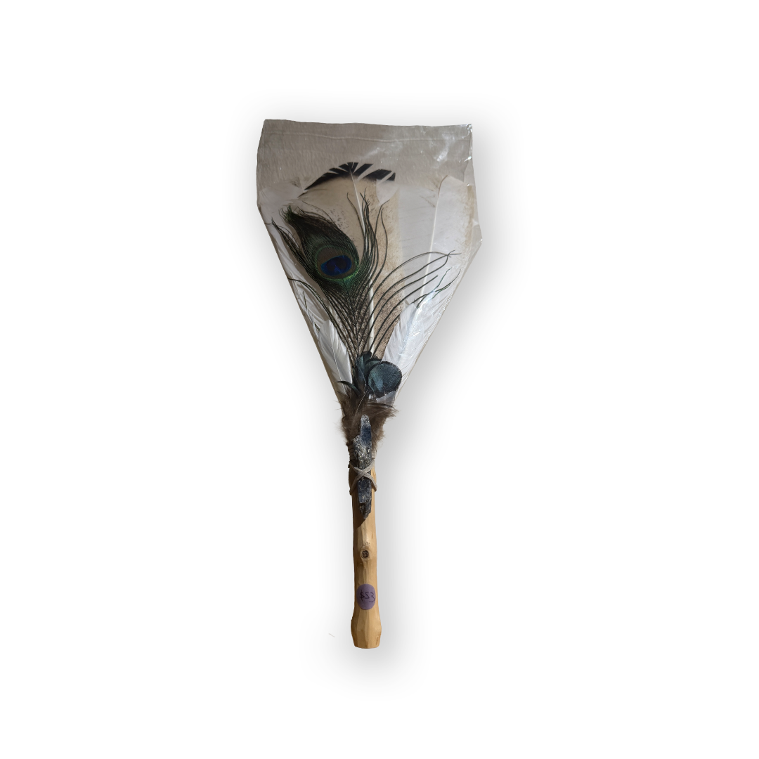 Feathered Smudging Fan with Crystal