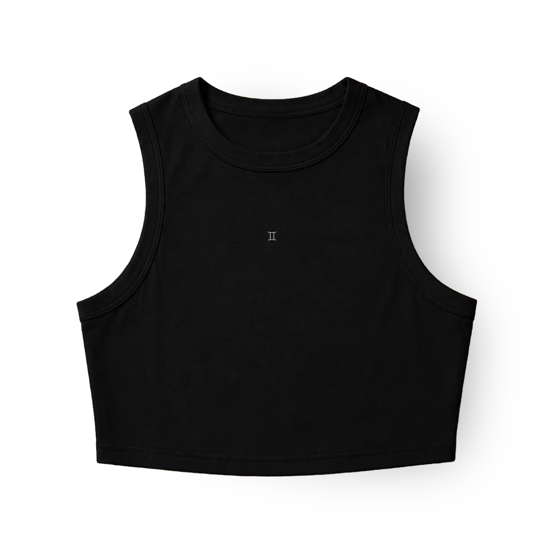 Zodiac Black Crop Top - Gemini