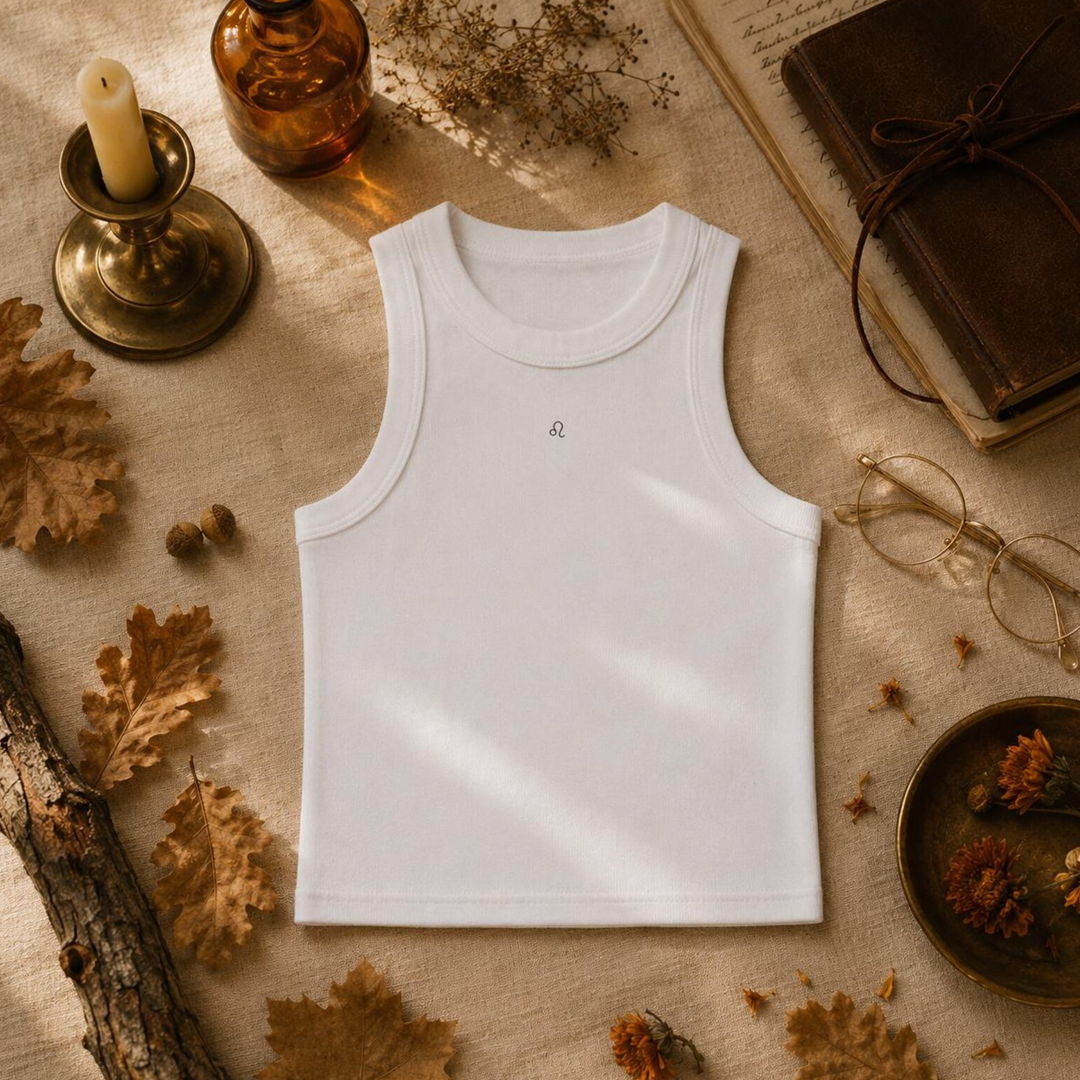 Zodiac White Tank Top - Leo