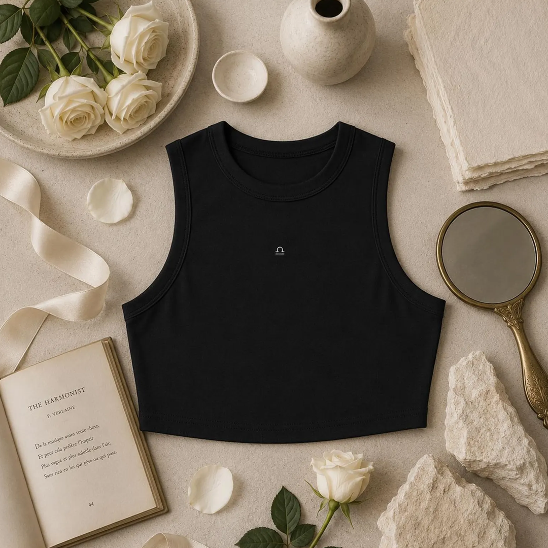 Zodiac Black Crop Top - Libra