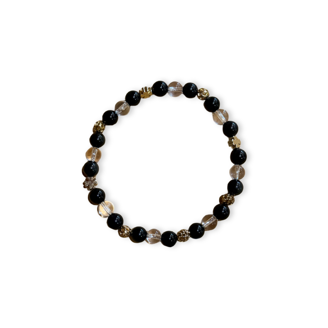 Obsidian & Clear Quartz Bracelet