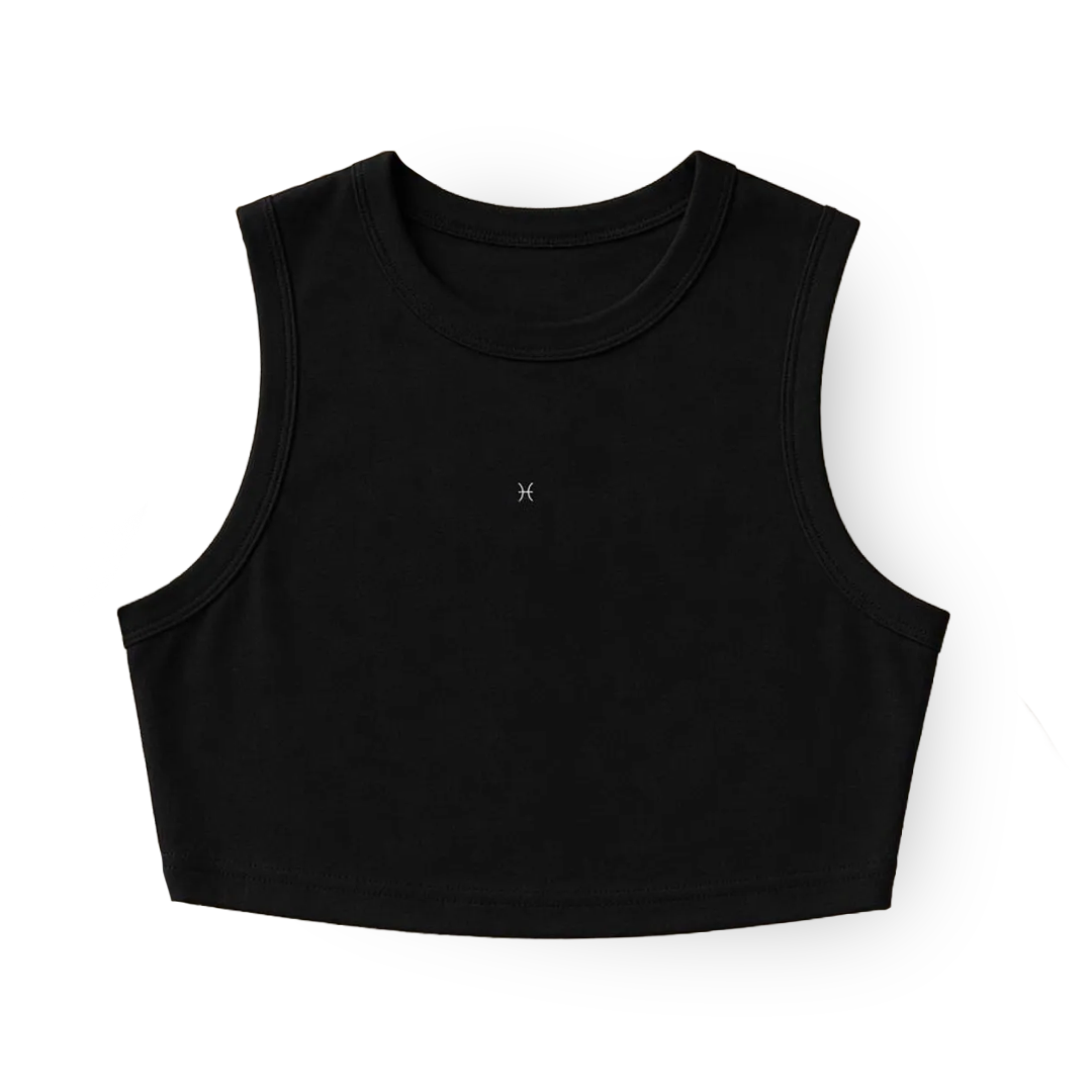 Zodiac Black Crop Top - Pisces